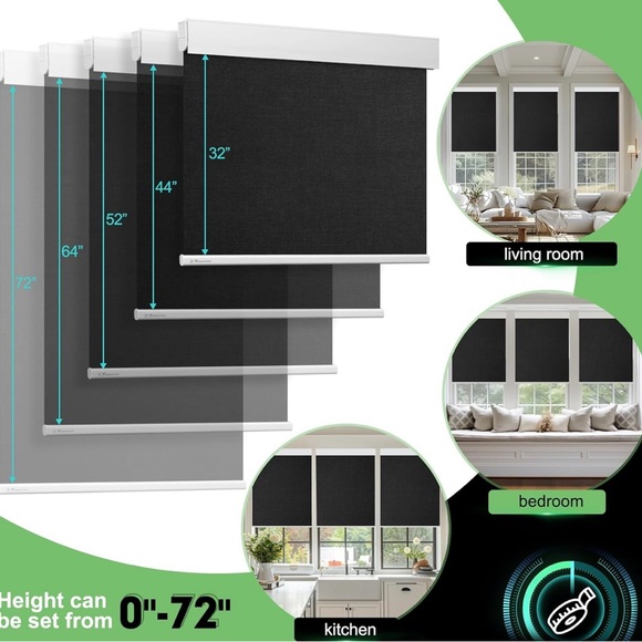 New Smart Blinds w/ Remote/Voice/App Controlled Motorized blackout shade curtain - Picture 8 of 11